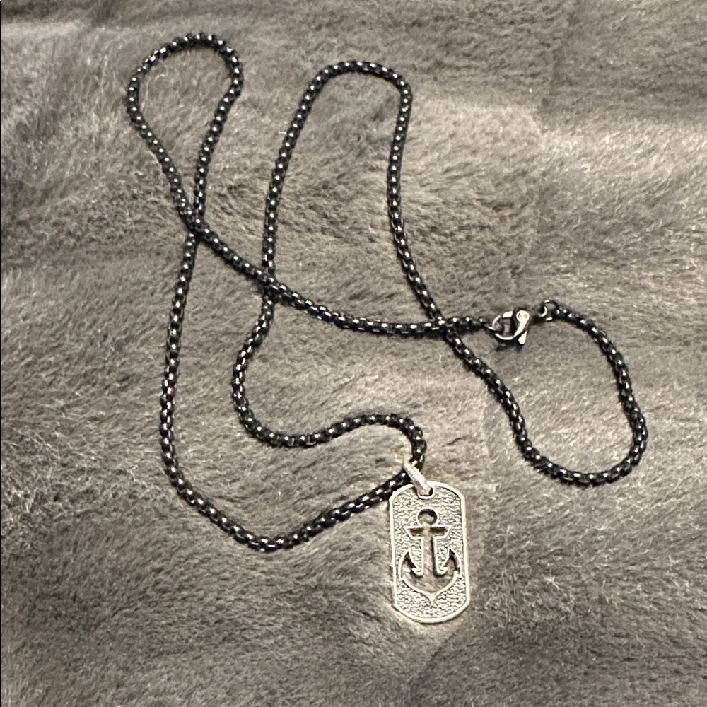 David Yurman Silver Anchor Pendant Necklace